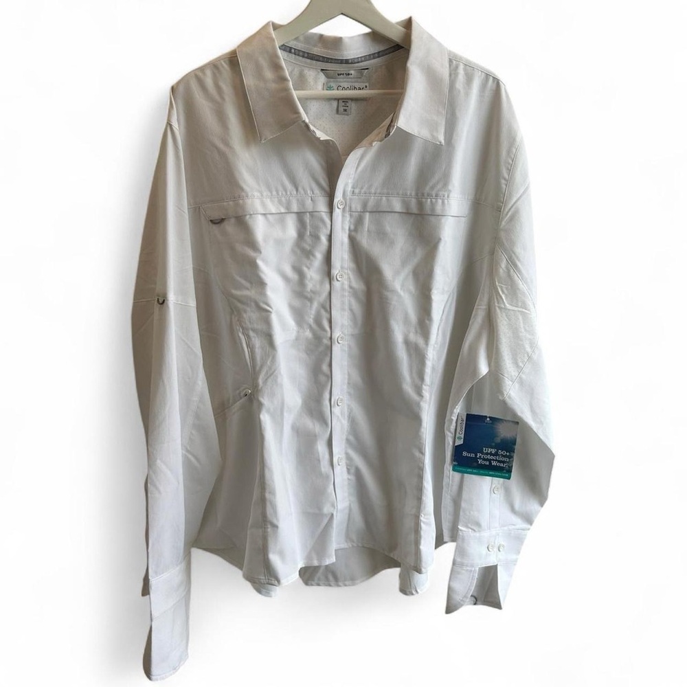 NWT White Coolibar long sleeve sun protection shirt button-up & collar Size 3X